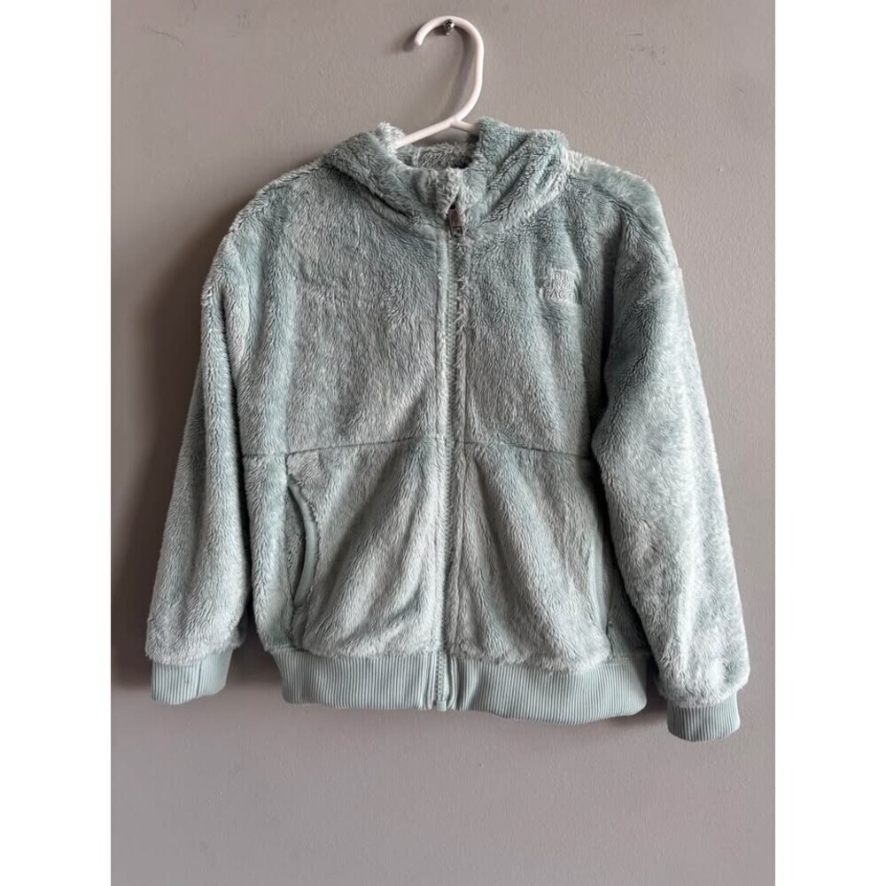 The North Face Girls Osito Full Zip Fleece Hoodie Slate Moss Green Size 4T / 4